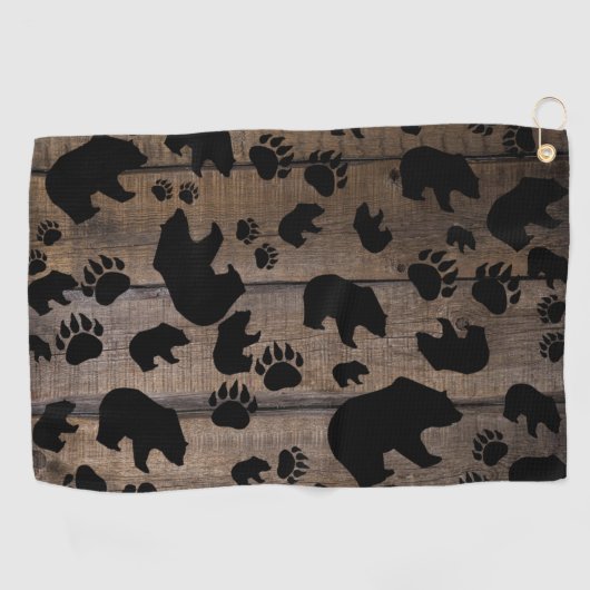 Black Bear Black Bear Paws Golfhandtuch (Horizontal)