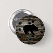 Black Bear Black Bear Paws Rustic Wood Button (Vorne & Hinten)