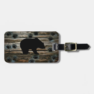 Black Bear Black Bear Paws Rustic Wood Gepäckanhänger