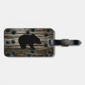 Black Bear Black Bear Paws Rustic Wood Gepäckanhänger (Rückseite horizontal)