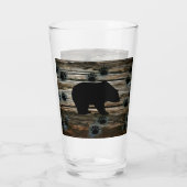 Black Bear Black Bear Paws Rustic Wood Glas (Rückseite)