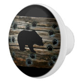 Black Bear Black Bear Paws Rustic Wood Keramikknauf (Rechts)
