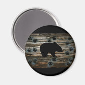 Black Bear Black Bear Paws Rustic Wood Magnet (Vorderseite/Rückseite)