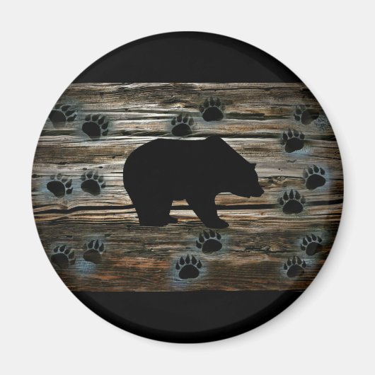 Black Bear Black Bear Paws Rustic Wood Magnet (Vorne)