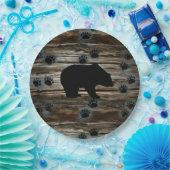Black Bear Black Bear Paws Rustic Wood Pappteller (Party)