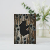 Black Bear Black Bear Paws Rustic Wood Postkarte (Stehend Vorderseite)