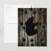 Black Bear Black Bear Paws Rustic Wood Postkarte (Vorne/Hinten)