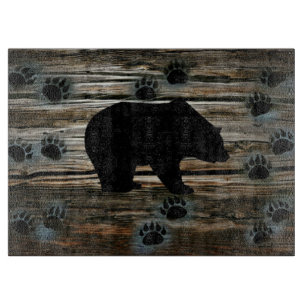 Black Bear Black Bear Paws Rustic Wood Schneidebrett