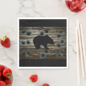 Black Bear Black Bear Paws Rustic Wood Serviette (Beispiel)