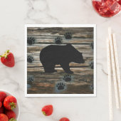 Black Bear Black Bear Paws Rustic Wood Serviette (Beispiel)