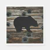 Black Bear Black Bear Paws Rustic Wood Serviette (Vorderseite)