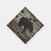 Black Bear Black Bear Paws Rustic Wood Serviette (Ecke)