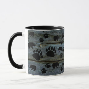 Black Bear Black Bear Paws Rustic Wood Tasse