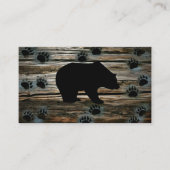 Black Bear Black Bear Paws Rustic Wood Visitenkarte (Vorderseite)