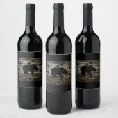 Black Bear Black Bear Paws Rustic Wood Weinetikett (Flaschen)