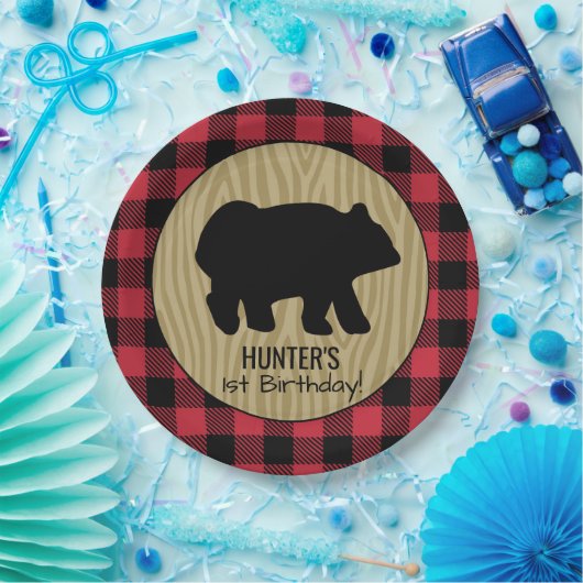 Black Bear Buffalo Kariert Lumberjack Plakat Pappteller (Party)