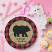 Black Bear Buffalo Kariert Lumberjack Plakat Pappteller (Party)