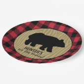 Black Bear Buffalo Kariert Lumberjack Plakat Pappteller (Schrägansicht)