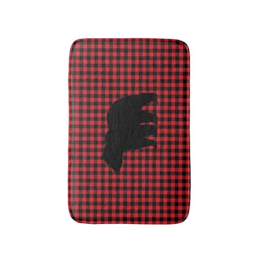 Black Bear Buffalo Karo Bath Mat Badematte (Vorderseite Vertikal)