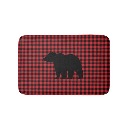 Black Bear Buffalo Karo Bath Mat Badematte (Vorderseite)