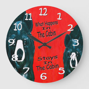Black bear cabin wall clock große wanduhr