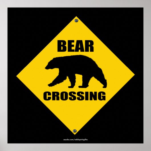 Black Bear CROSSING XING Road Sign Art Poster (Vorne)