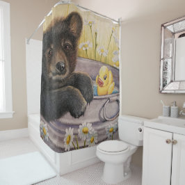 Black Bear Cub Waschen Badewanne Wasserfarbe Kunst Duschvorhang