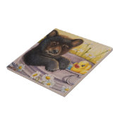 Black Bear Cub Waschen Badewanne Wasserfarbe Kunst Fliese (Seite)