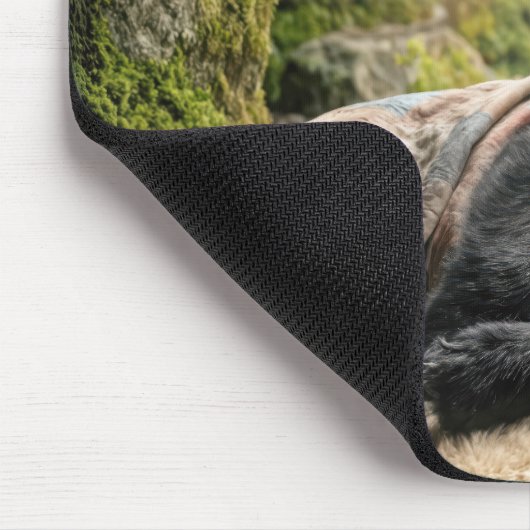 Black Bear Hibernating Under a Quilt Mousepad (Ecke)