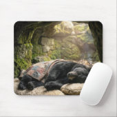 Black Bear Hibernating Under a Quilt Mousepad (Mit Mouse)