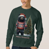 Black Bear in Christmas Sweater Holiday Sweatshirt (Vorderseite)