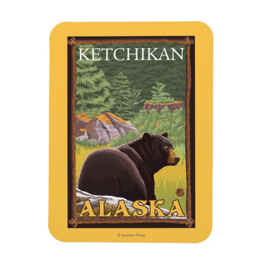 Black Bear in Forest - Ketchikan, Alaska Magnet (Vertikal)