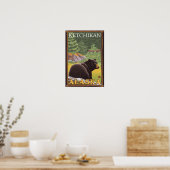 Black Bear in Forest - Ketchikan, Alaska Poster (Küche)