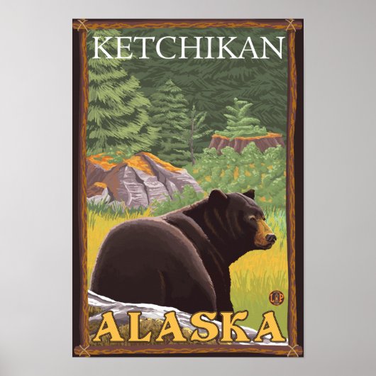 Black Bear in Forest - Ketchikan, Alaska Poster (Vorne)