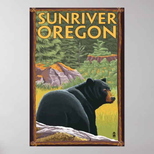 Black Bear in Forest - Sun River, Oregon Poster (Vorne)
