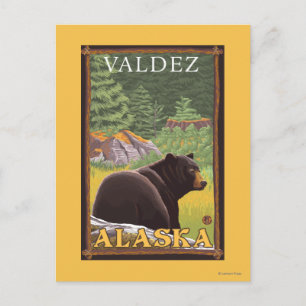 Black Bear in Forest - Valdez, Alaska Postkarte