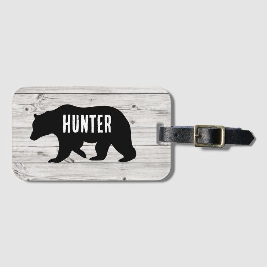 Black Bear Lodge Hunter Rustikale Custom Gepäckanhänger (Vorderseite (Horizontal))