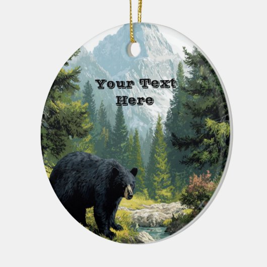 Black Bear Nature  Keramik Ornament (Links)