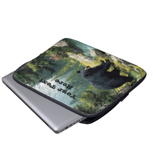 Black Bear Nature  Laptopschutzhülle (Vorne Knopf)