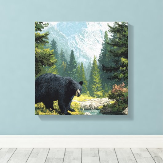 Black Bear Nature Leinwanddruck (Insitu (Holzboden))