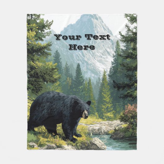 Black Bear Nature Throw Blanket Fleecedecke (Vorderseite)