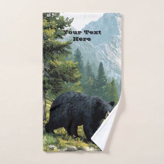 Black Bear Nature Towel Set Personalize It  (Handtuch)