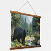 Black Bear Nature Wandteppich Mit Holzrahmen (Gewinkelt)
