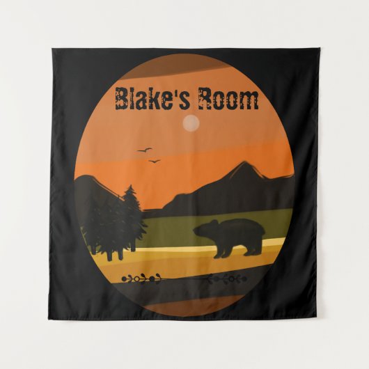 Black Bear Personalisiert Wandteppich (Vorderseite)