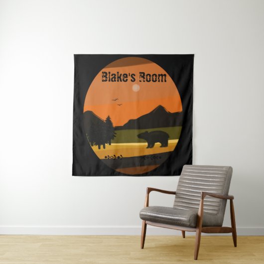 Black Bear Personalized Wandteppich (Beispiel)