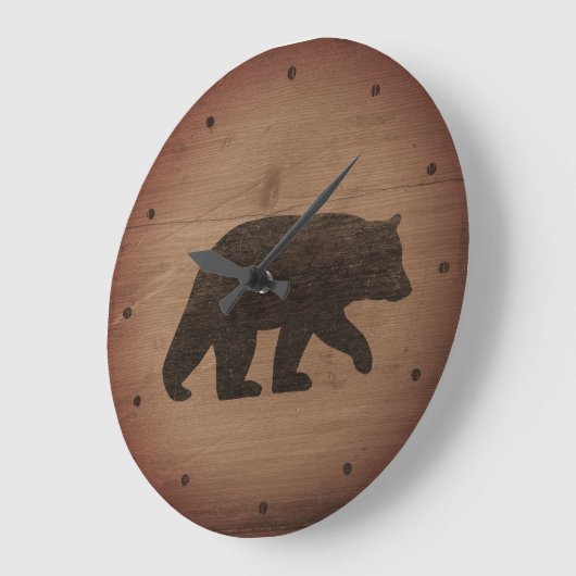 Black Bear Silhouette Große Wanduhr (Winkel)