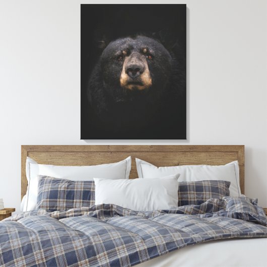 BLACK BEAR Stretched Canvas Print Leinwanddruck (Insitu (Schlafzimmer))
