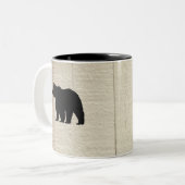 Black Bear Wood Painting Rustic Style Zweifarbige Tasse (Vorderseite Links)
