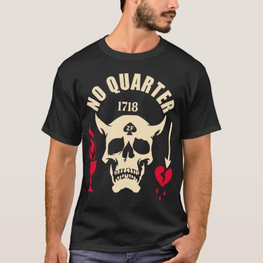 Black Beard No Quarter 1718 T-Shirt (Vorderseite)