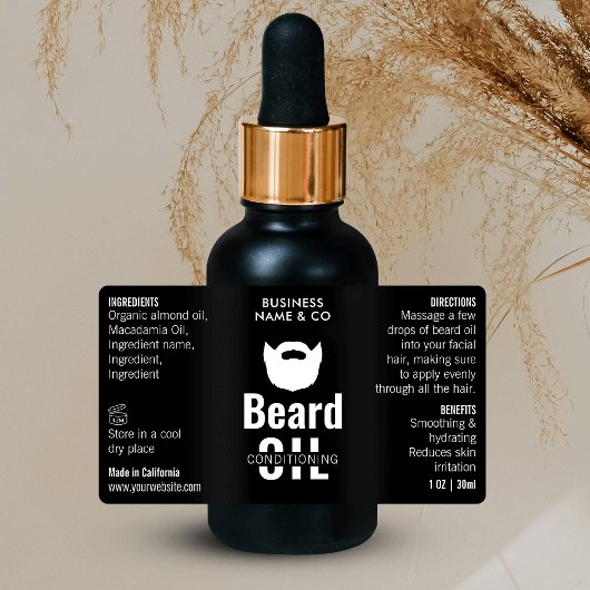 Black Beard Oil Label 1 OZ 30 ml Kosmetische Flasc Etiketten